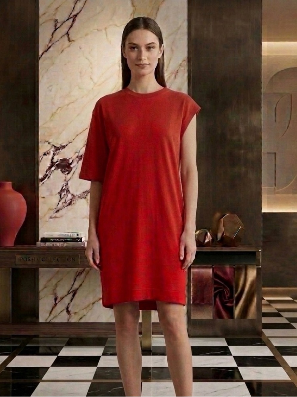 Balenciaga Sweater Dress Virgin Wool Valentine Red Mini
